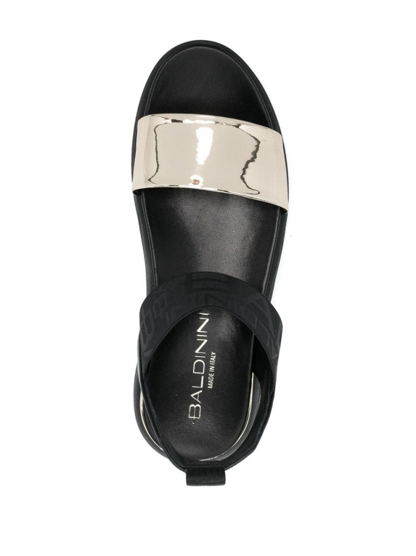 Baldinini Grey Contemporary Open-Toe Leather Sandals