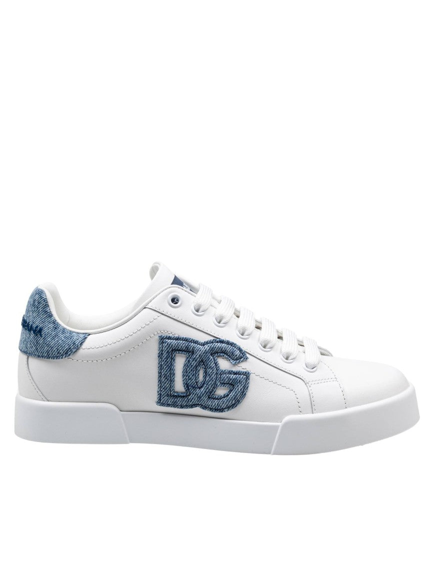 Dolce & Gabbana Leather Sneakers With Denim Accents