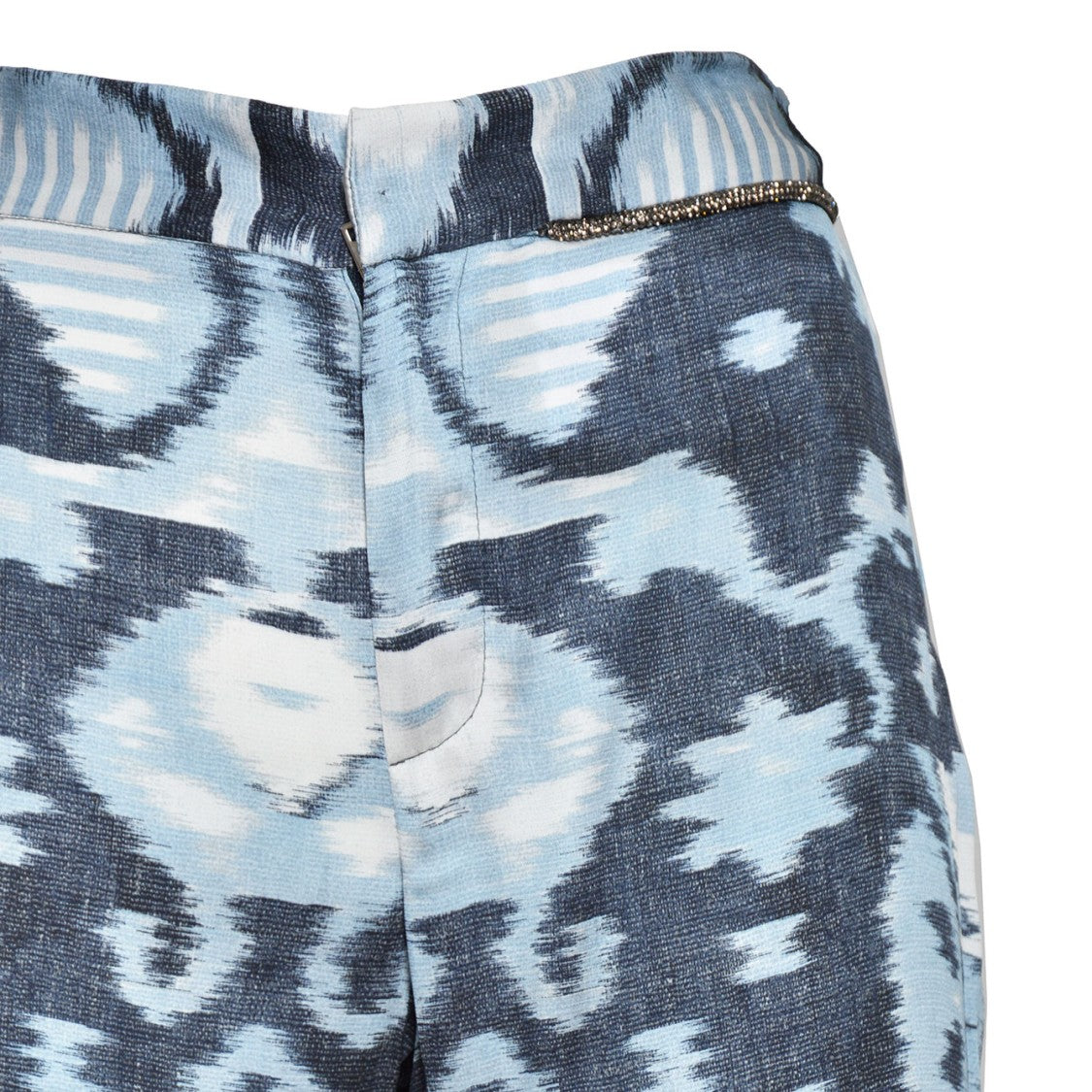 Bazar Deluxe Blue Printed Viscose Flare Trousers