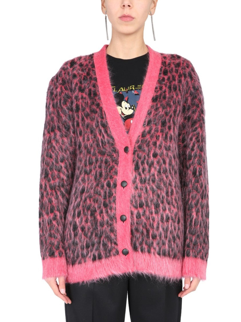 Saint Laurent Leopard Jacquard Cardigan