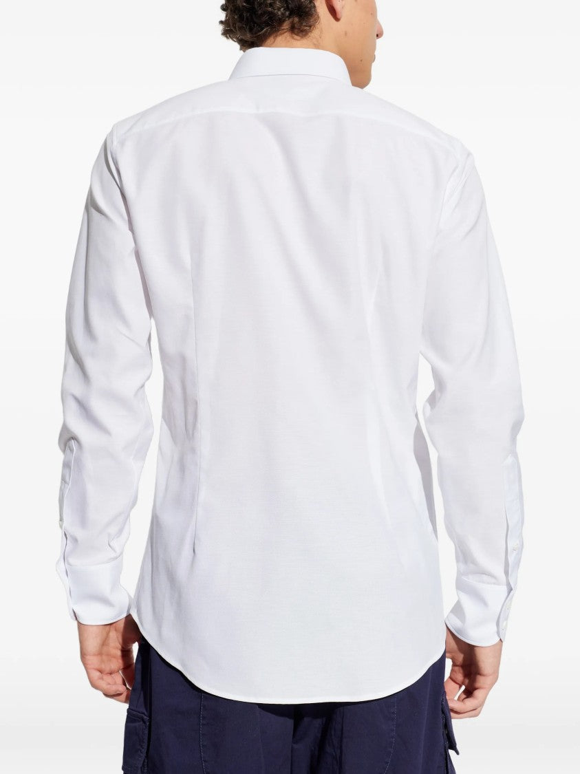Dsquared2 White Pointed Collar Tailored Cotton Shirt