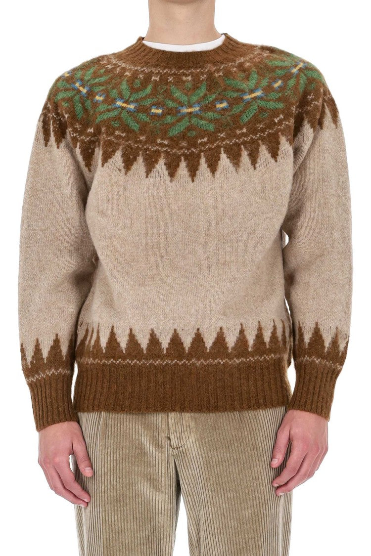 Howlin Shetland Nordic Pattern Wool Crewneck Sweater