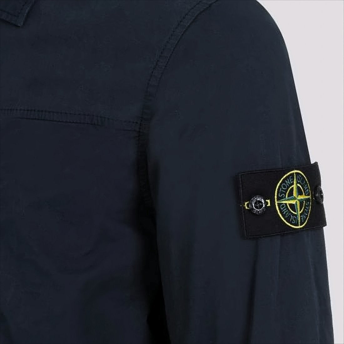 Stone Island Structured Blue Jacket With Front Zipper Closure