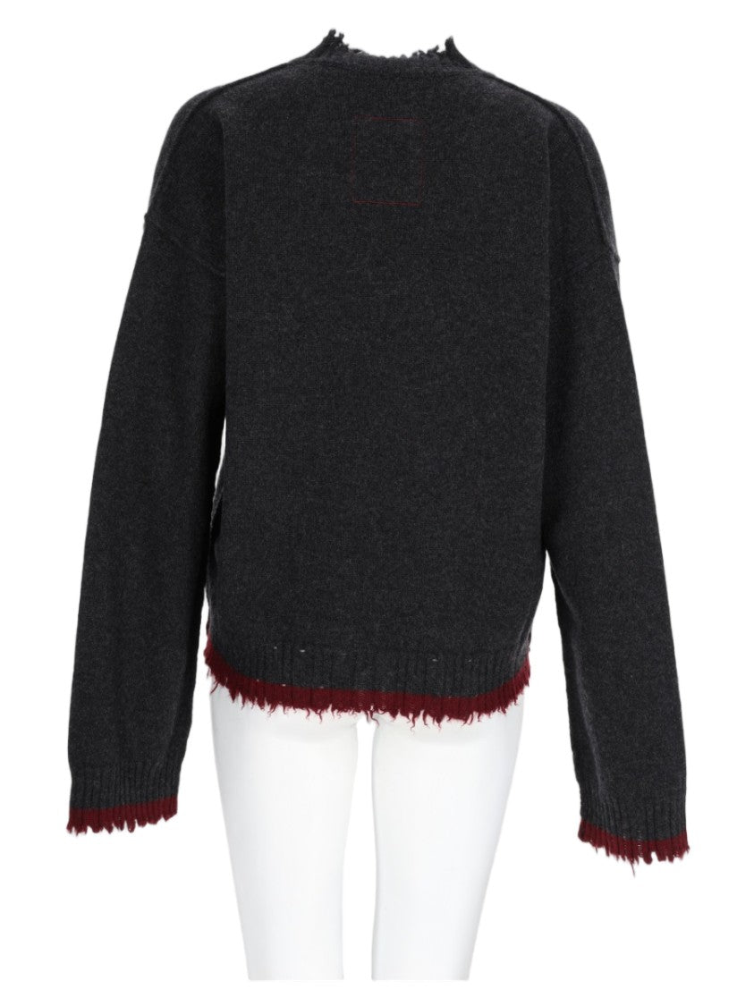 Uma Wang Charcoal Distressed Edge Cashmere Sweater