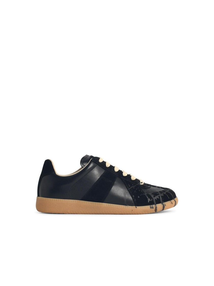 Maison Margiela 'Replica' Black Leather Sneakers