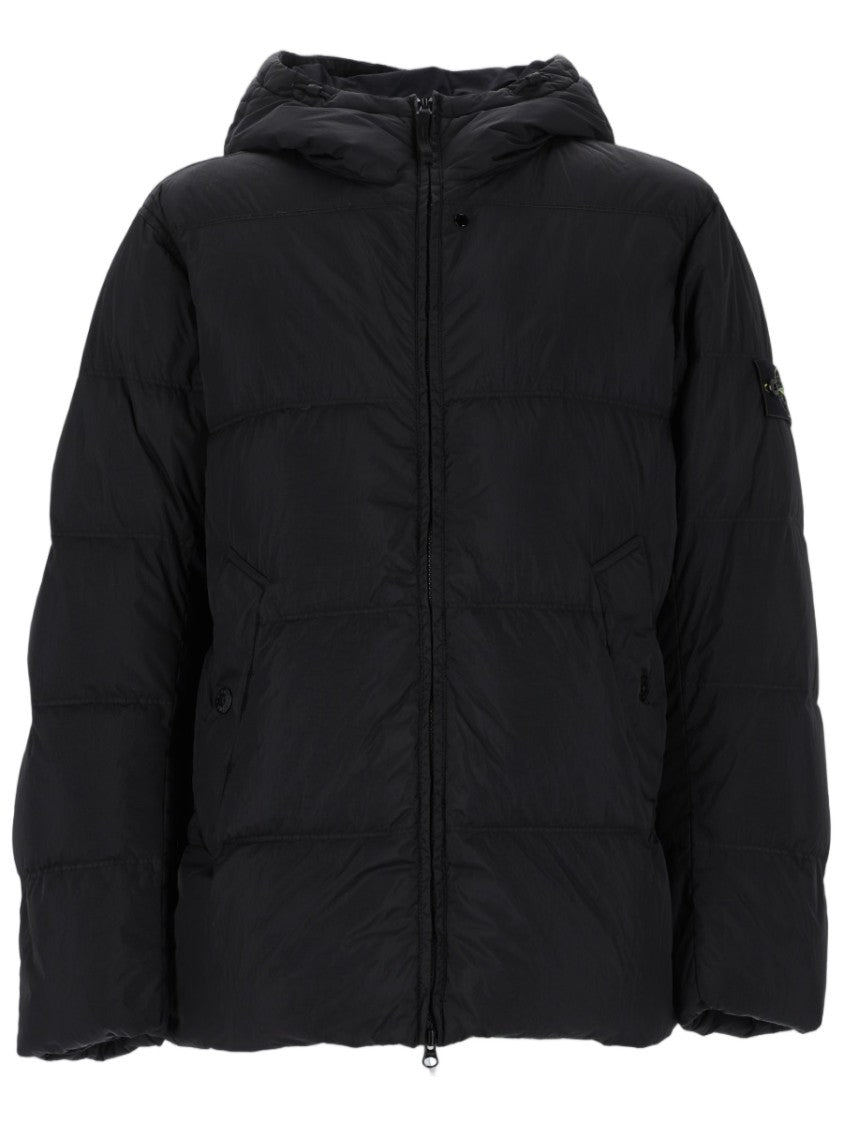 Stone Island Black Padded Crinkle Texture Polyamide Down Jacket