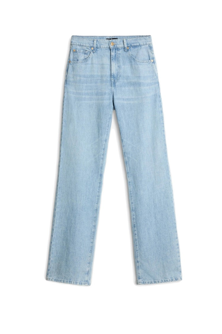 7 For All Mankind Light Blue Wide-Leg Trousers With High Waist