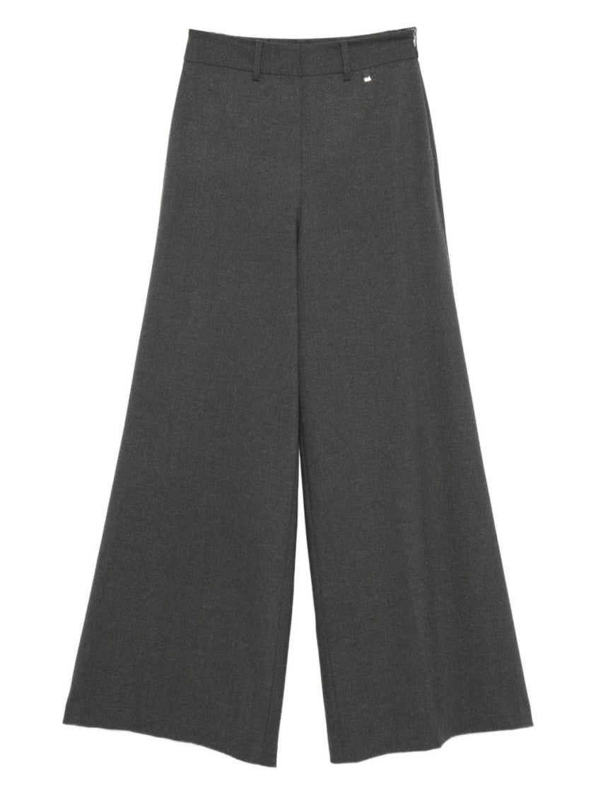 Herno Wide-Leg Gray Trousers With High Waist