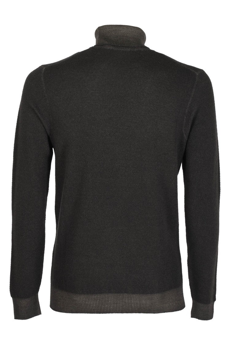 Circolo 1901 Dark Brown High-Neck Merino Wool Sweater