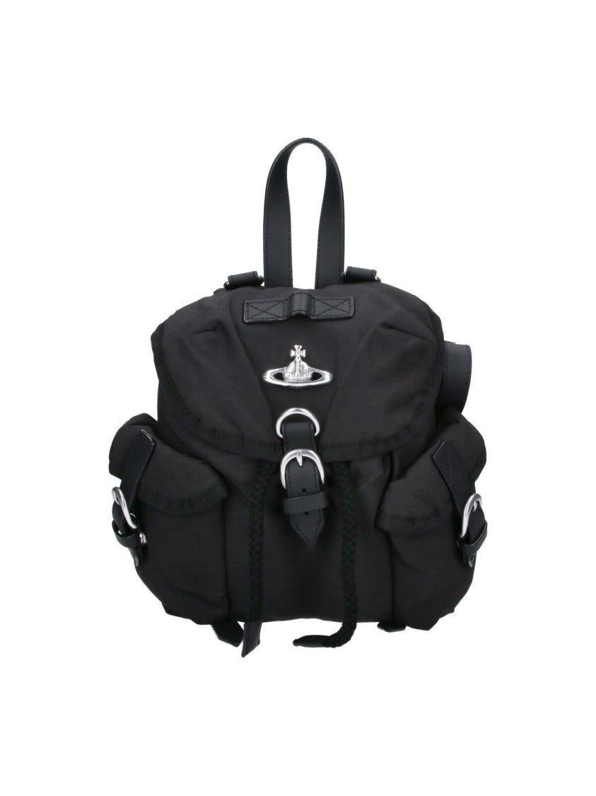 Vivienne Westwood Highland Black Fabric Leather Accent Backpack