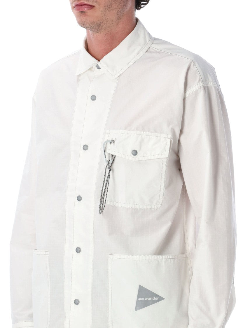 And Wander Technical Cotton Long Shirt Jacket