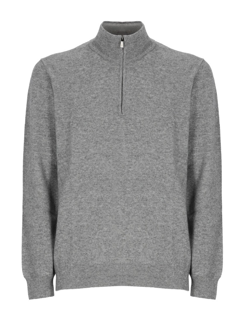 Della Ciana Grey Wool-Blend Zip-Through Knit