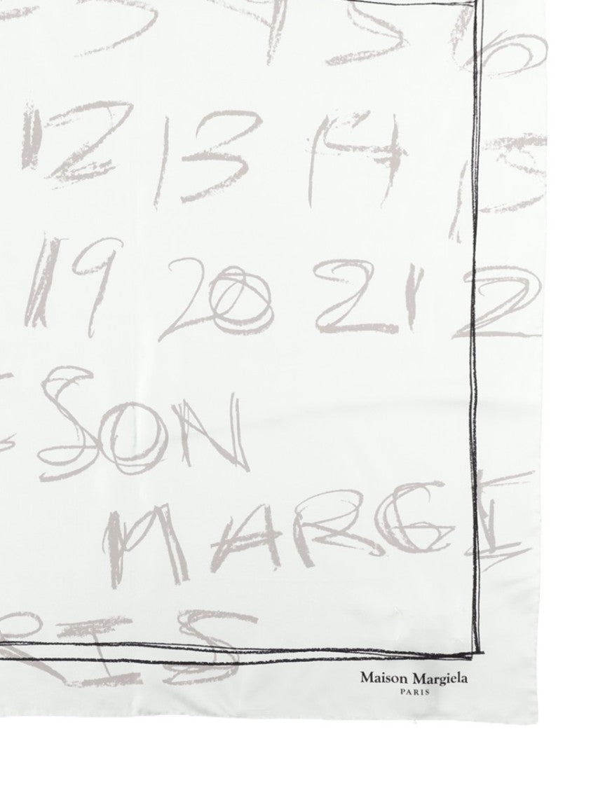 Maison Margiela Square Silk Scarf With Handwritten Number Design