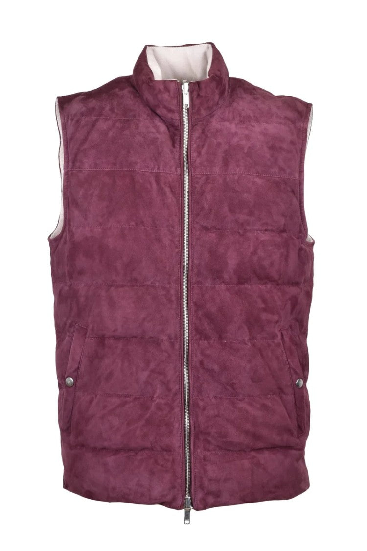 Eleventy Reversible Suede Vest - Red