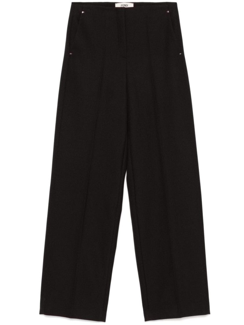 Fendi Wide-Leg Dark Violet Trousers With High Waist And Pleated Front
