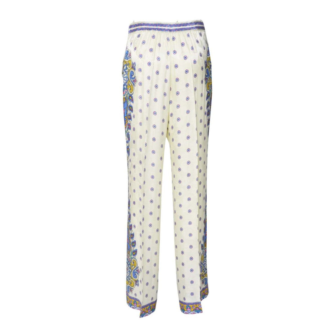 Etro Cream Silk Twill Palazzo Pants
