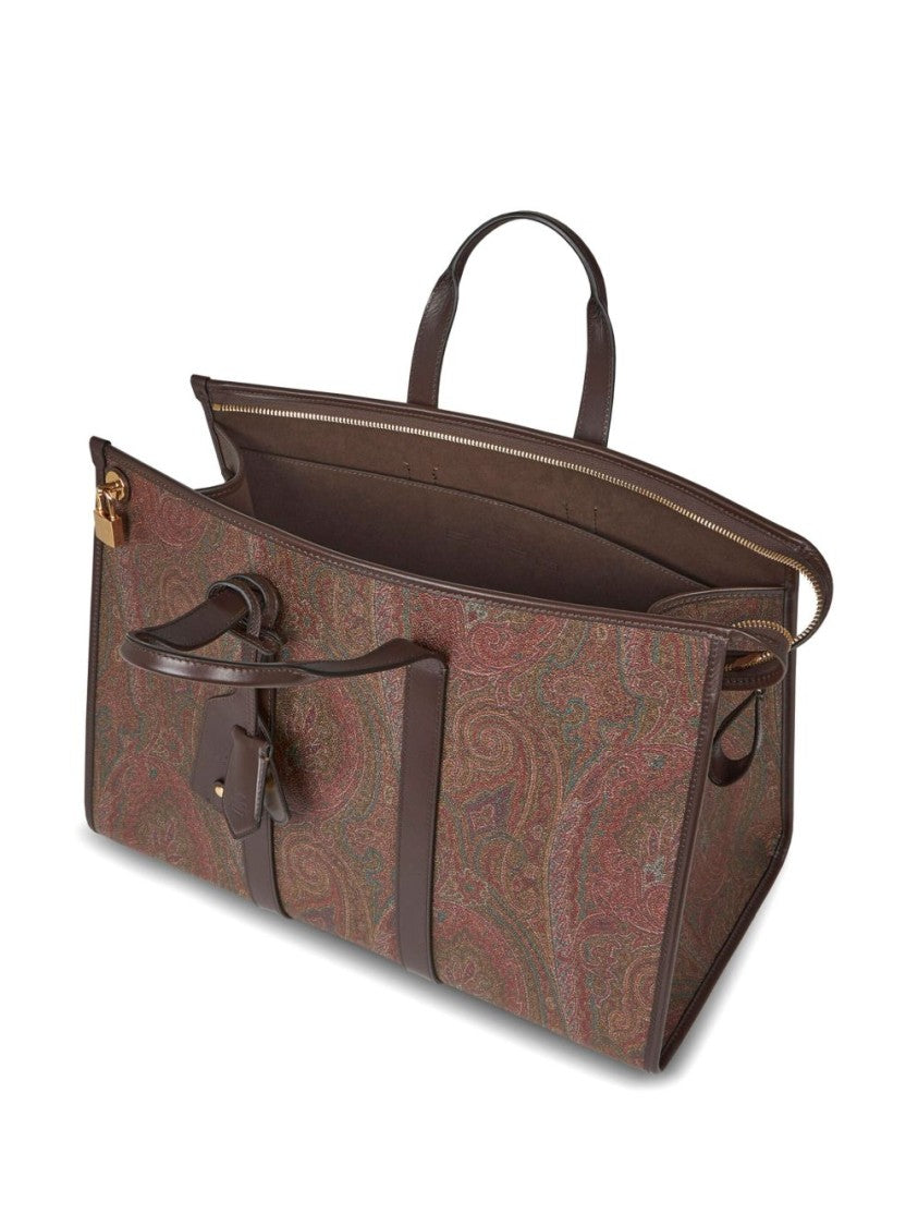 Etro Spacious Paisley Jacquard Handbag With Gold-Tone Accents