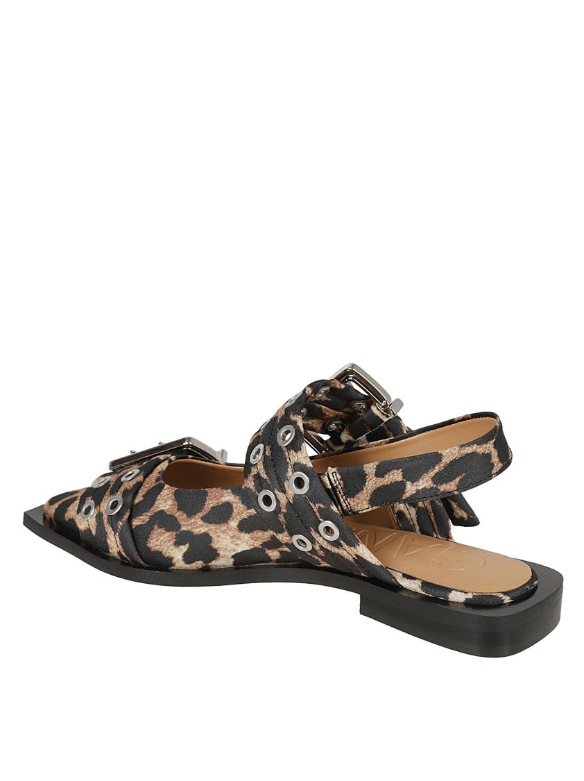 Ganni Leopard Print Flat Shoes