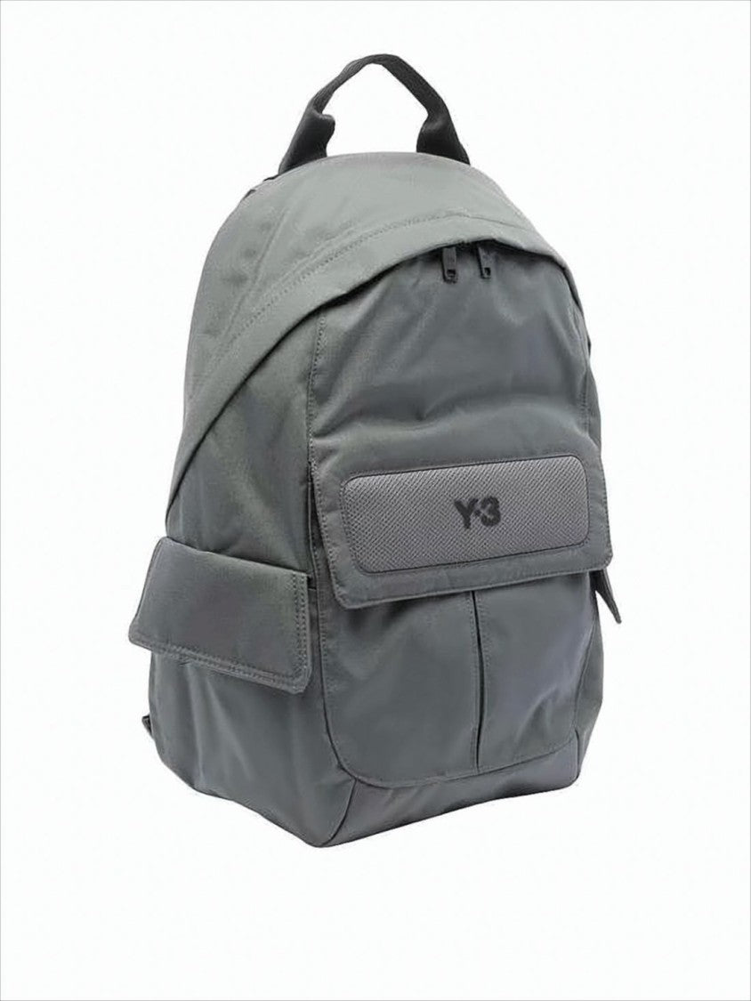 Y-3 Compact Grey Polyamide Backpack With Functional Design