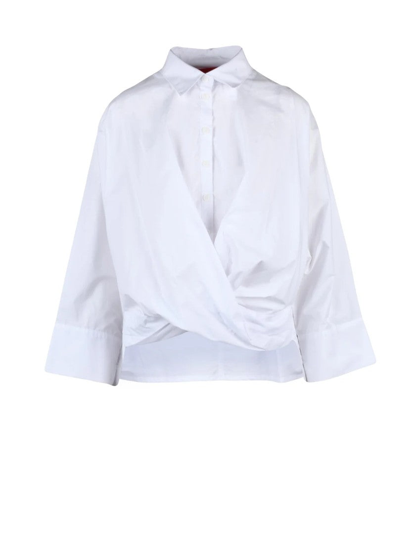 Virginia Bizzi White Cotton Wrap Shirt