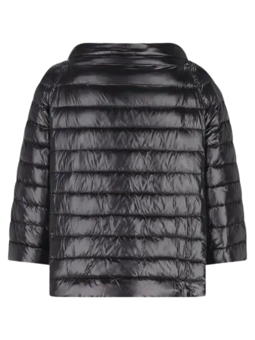 Herno Black Wide Collar Quilted Down Jacket