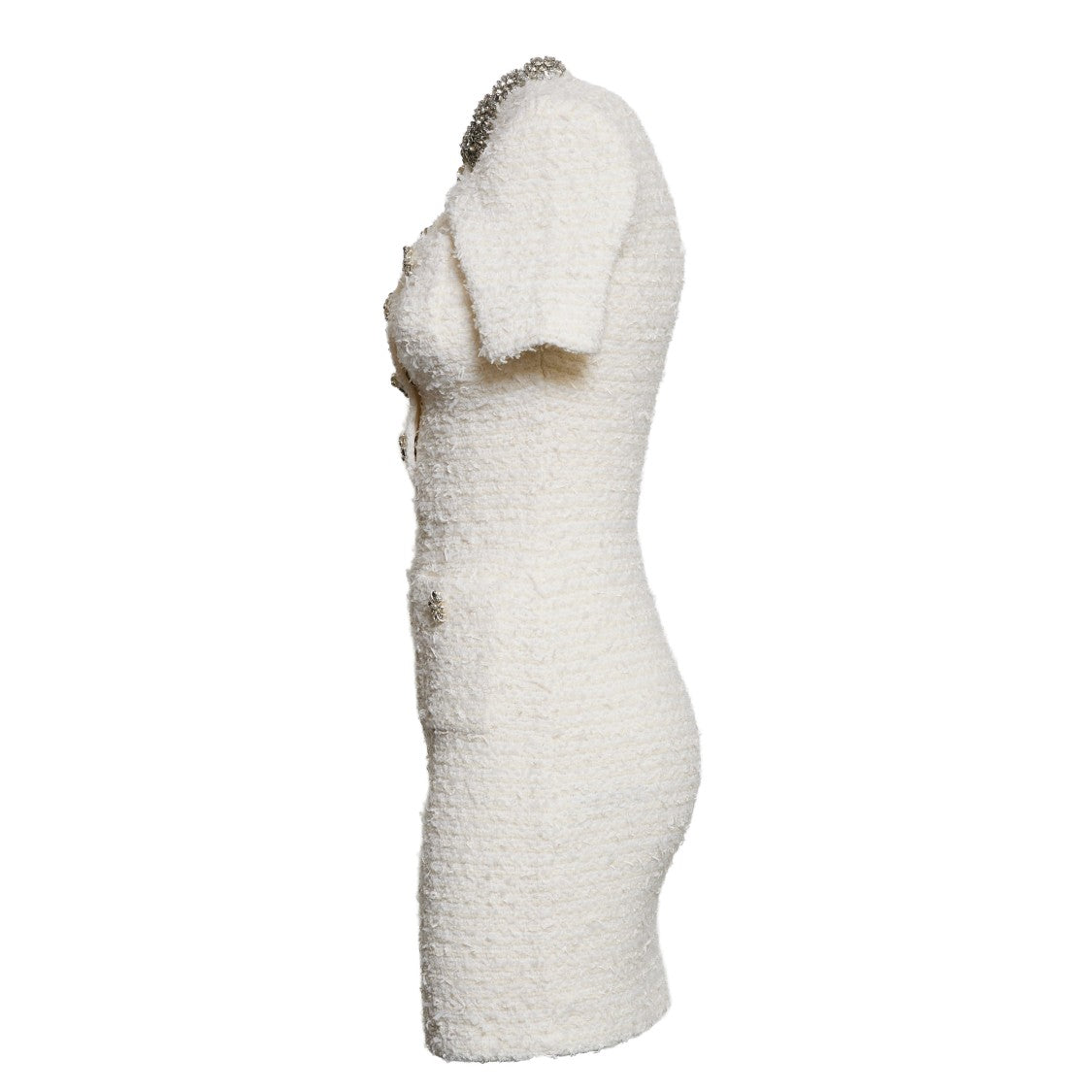Self-Portrait Cream Textured Knit Mini Dress