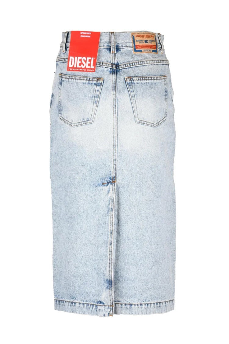 Diesel Blue Cotton Women's Denim Midi Skirt