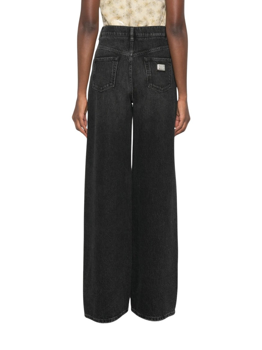 Dolce & Gabbana Black Wide-Leg Cotton Five-Pocket Pants