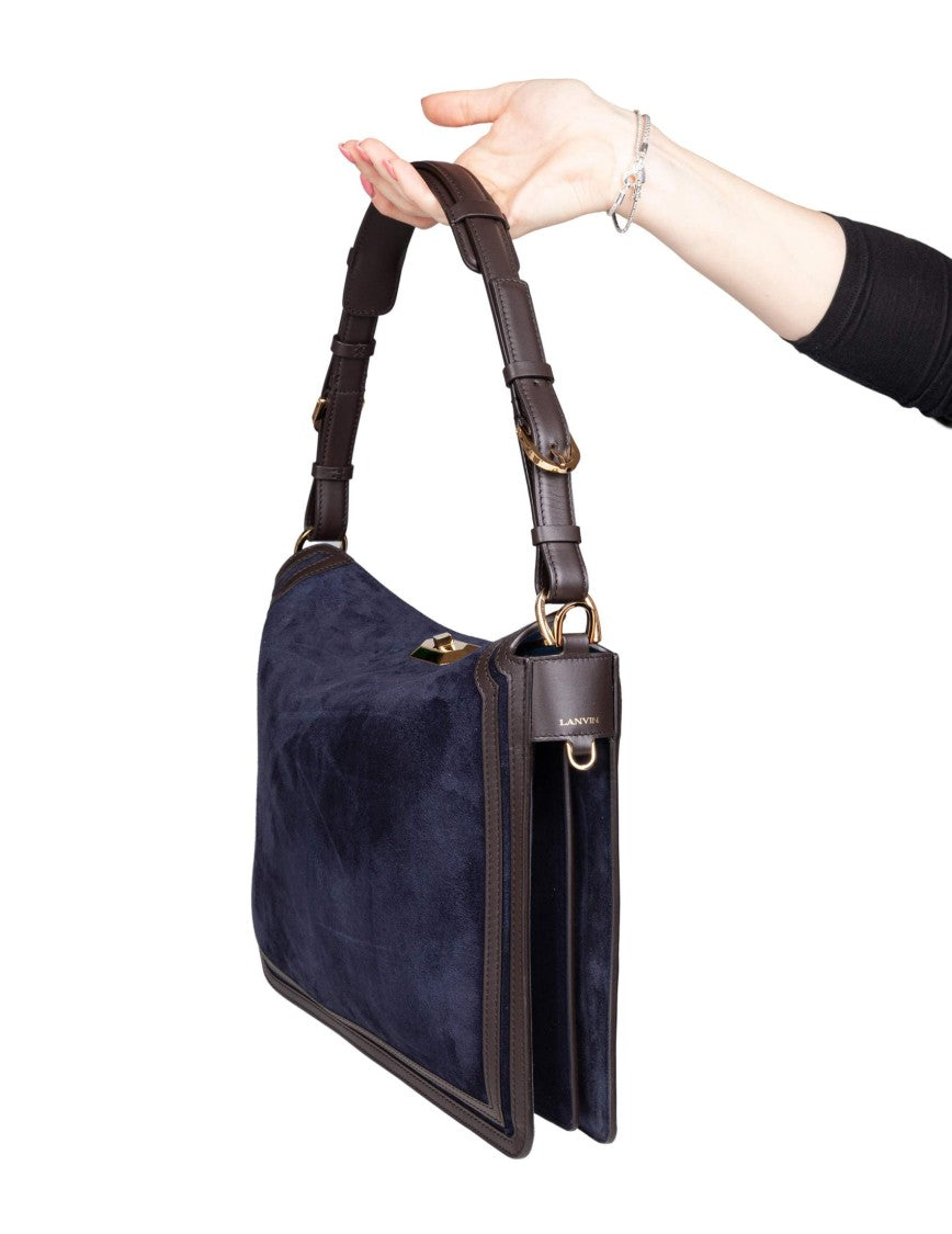 Lanvin Compagnon Suede Shoulder Bag, Blue