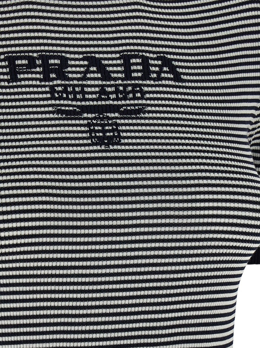 Prada Striped Silk T-Shirt