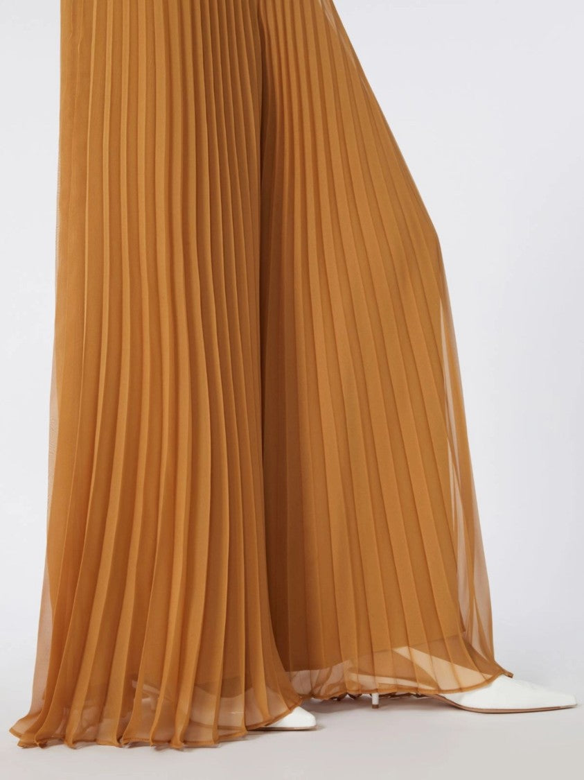 Max Mara Brown Side Zip Fastening Pleated Straight-Leg Pants