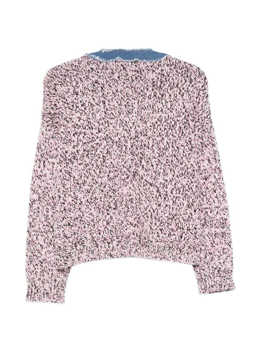Liu Jo Pink White Striped Buttoned Sweater
