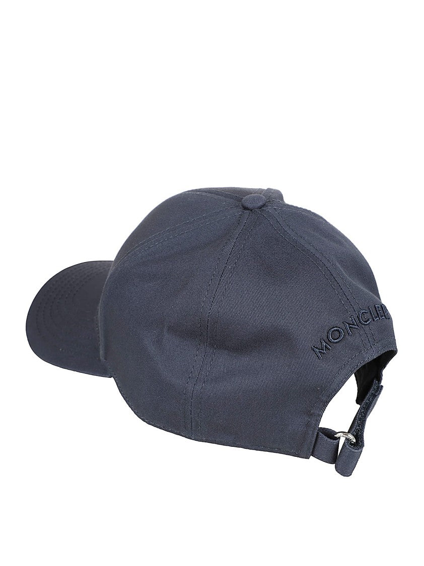 Moncler Navy Blue Cotton Cap With Iconic Logo