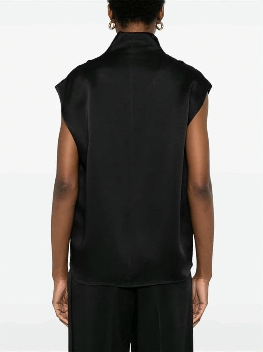 Totême Black Sleeveless Top With Boxy Silhouette