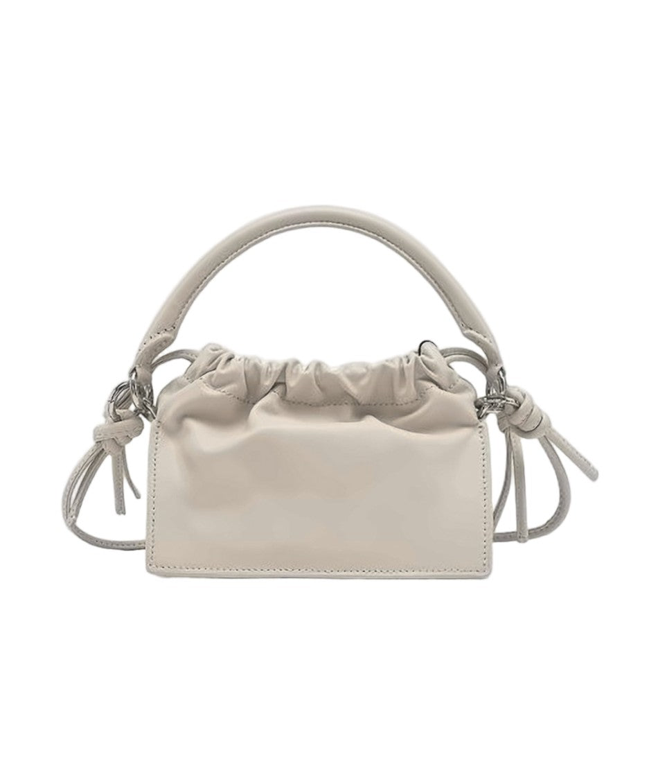 Yuzefi Smooth Leather Crossbody Bag With Gathered Top Closure