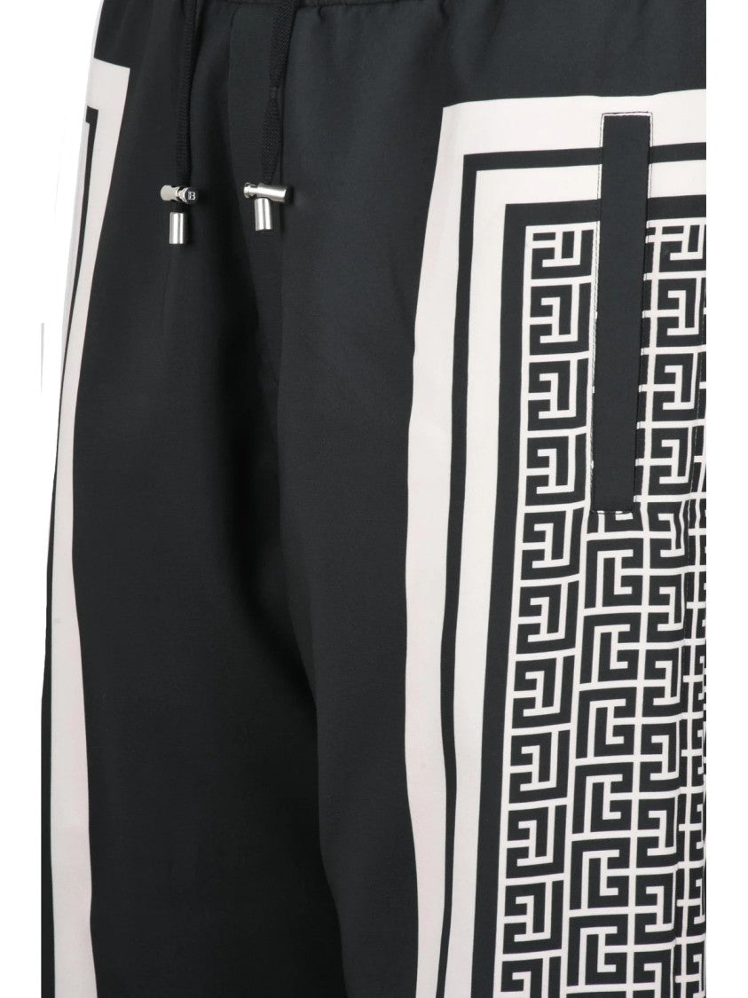 Balmain Two-Tone Black Tracksuit Pants With Geometric Panels