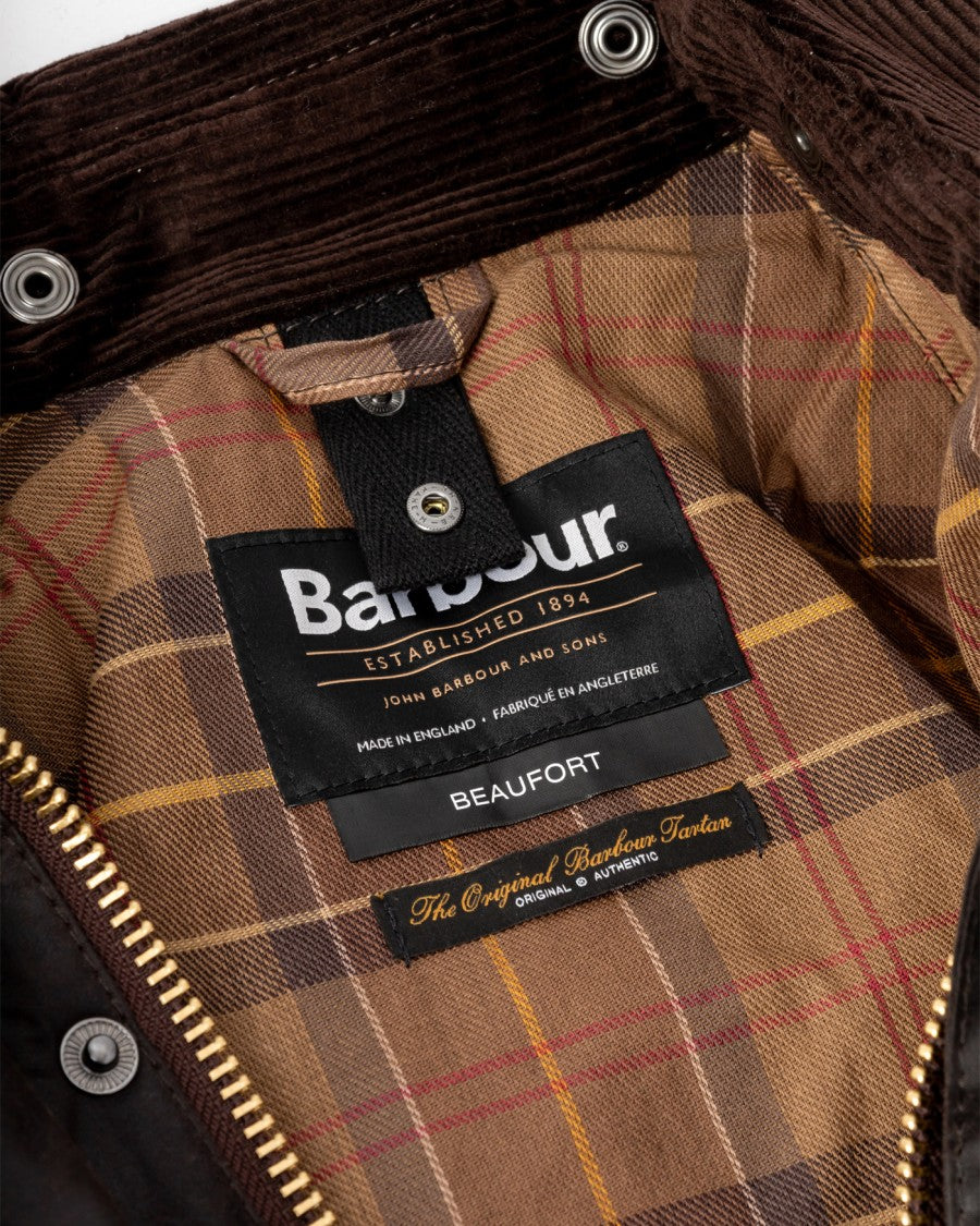 Barbour Beaufort Waxed Cotton Jacket With Corduroy Collar