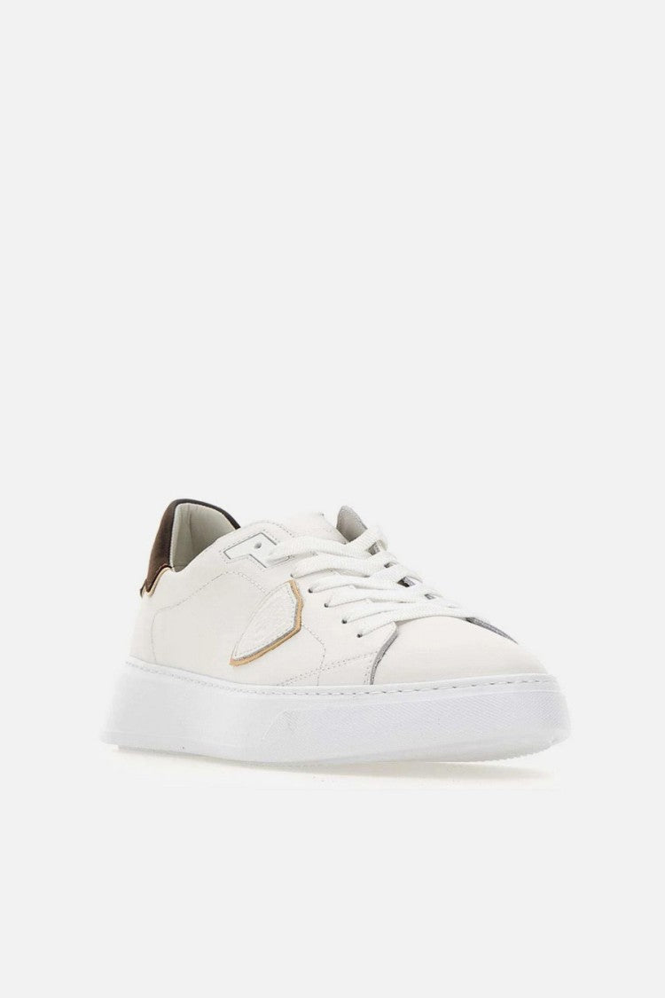Philippe Model White Temple Contrast Heel Spoiler Leather Sneakers