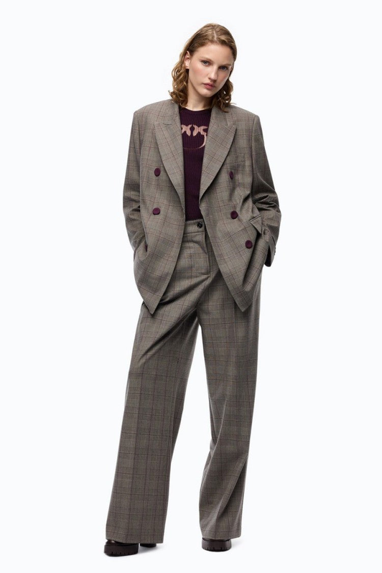 Pinko Multicolor Polyester-Wool Blend Plaid Blazer