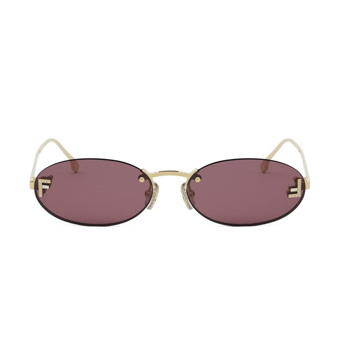 Fendi Gold First Crystal Fe4075us Oval Rimless Metal Sunglasses