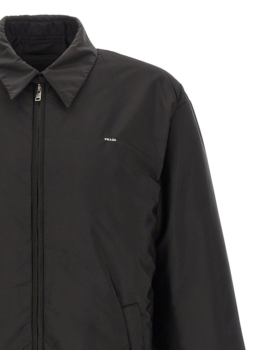 Prada Re-Nylon Jacket With Goose Feather Padding And Subtle Logo Embroidery