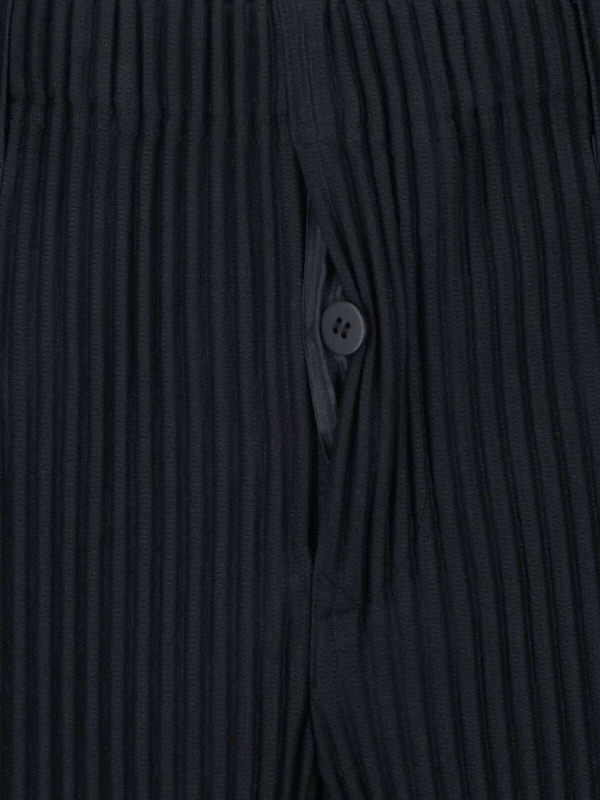 Homme Plissé Issey Miyake Black Pleated Straight-Leg Pants