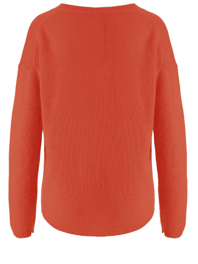 Allude V-Neck Cashmere Sweater With Ribbed Edges