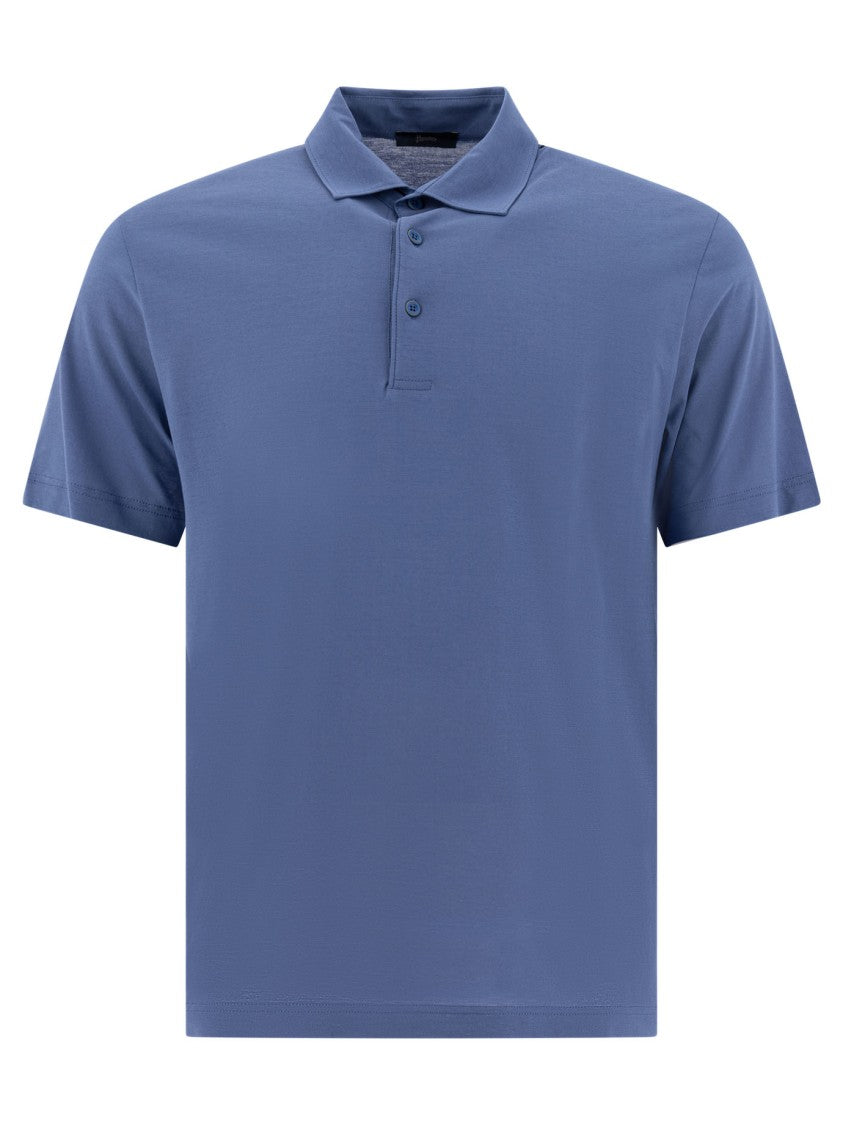 Herno Light Blue Cotton Polo Shirt