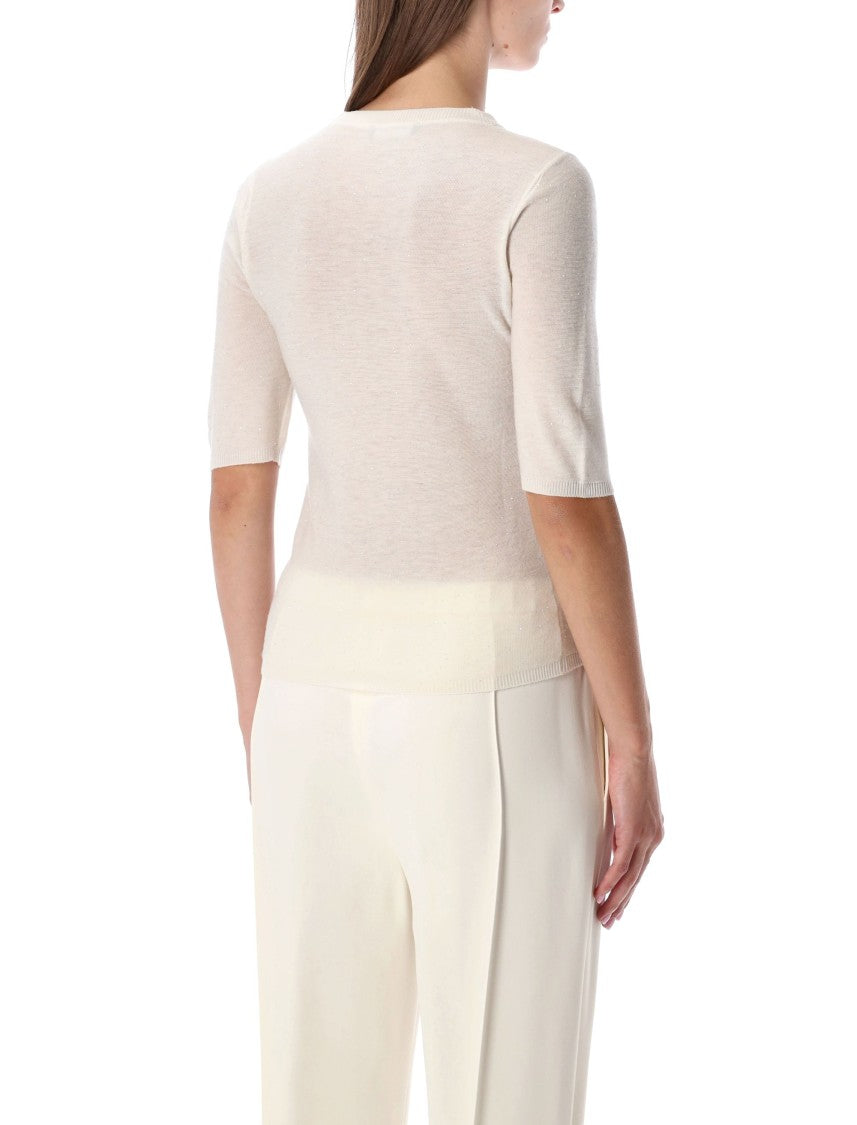 Fabiana Filippi Lightweight Short Sleeve Sweater Ivory