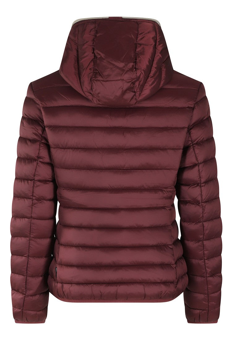 Save The Duck Fitted Burgundy Down Jacket With Hood