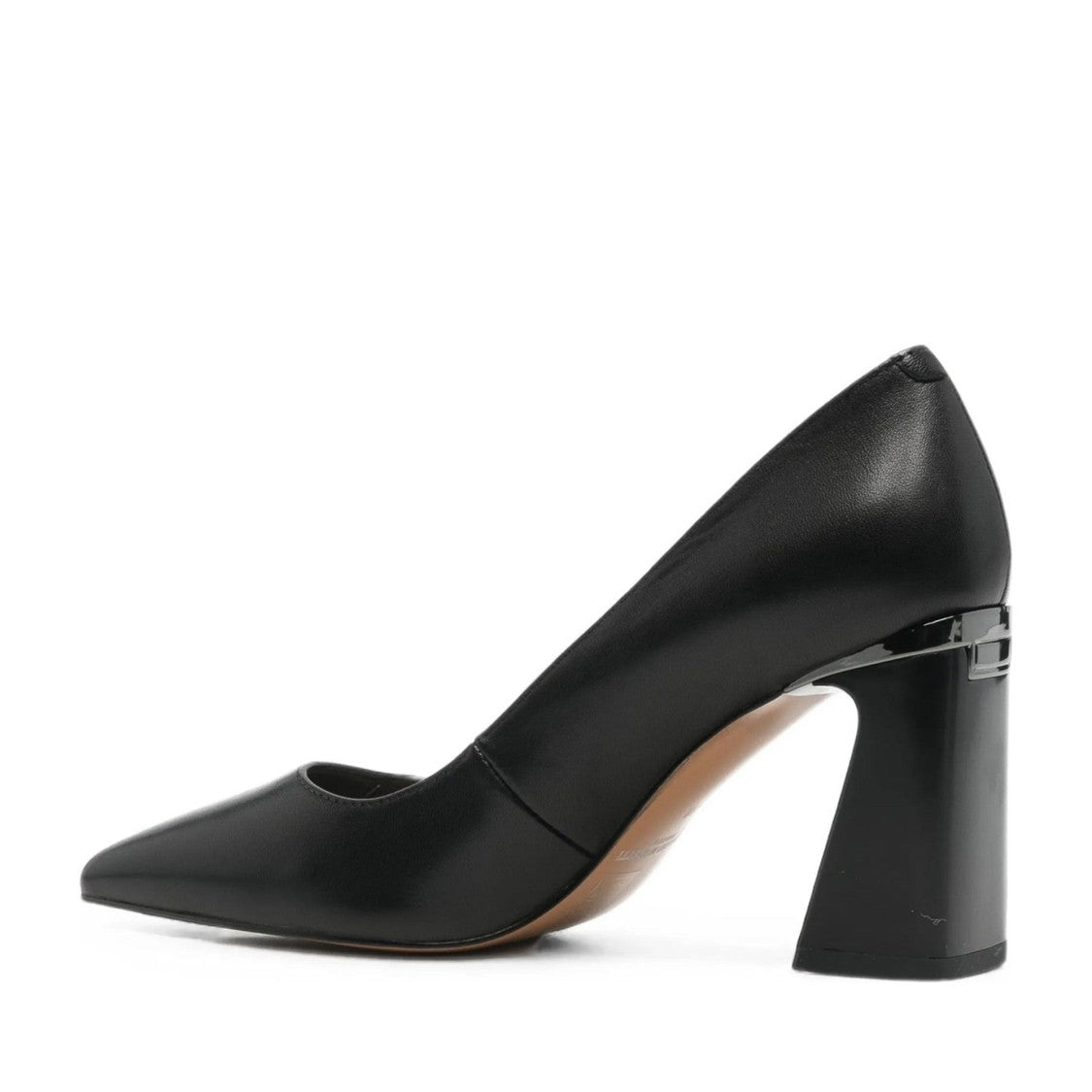 Sergio Moretti Black Sleek Glossy Block Heel Leather Dress Pumps