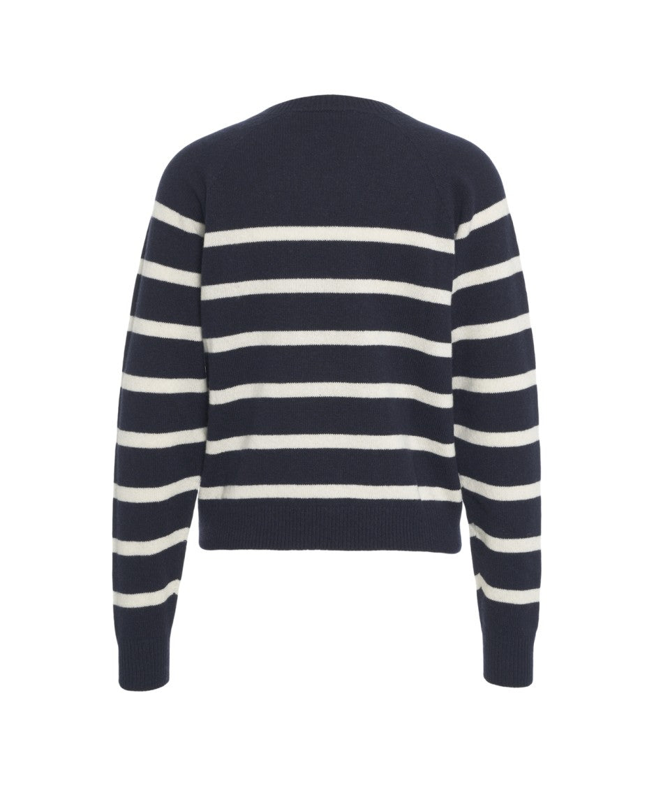 Jucca Horizontal Stripe Knit Sweater With Round Neckline And Ribbed Finish