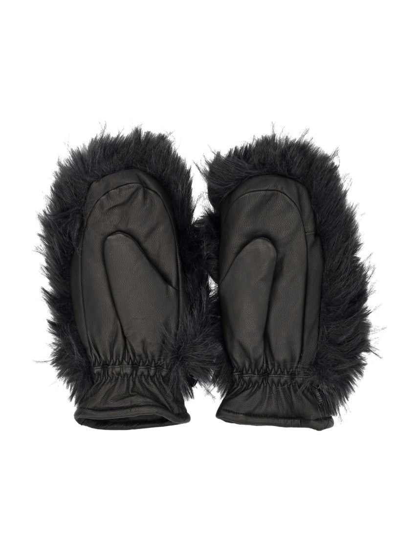 Goldbergh Refined Leather Mittens With Faux Fur