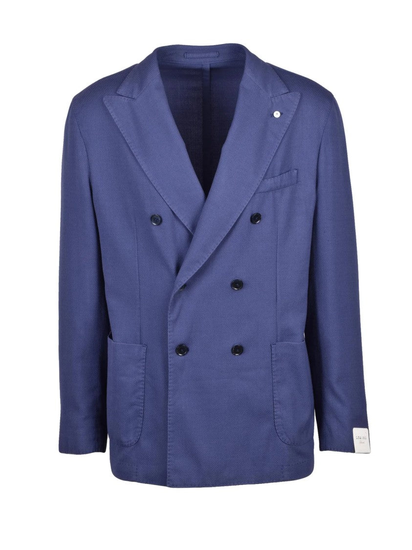 L.B.M. 1911 Indigo Virgin Wool Polyamide Elastane Rounded Blazer